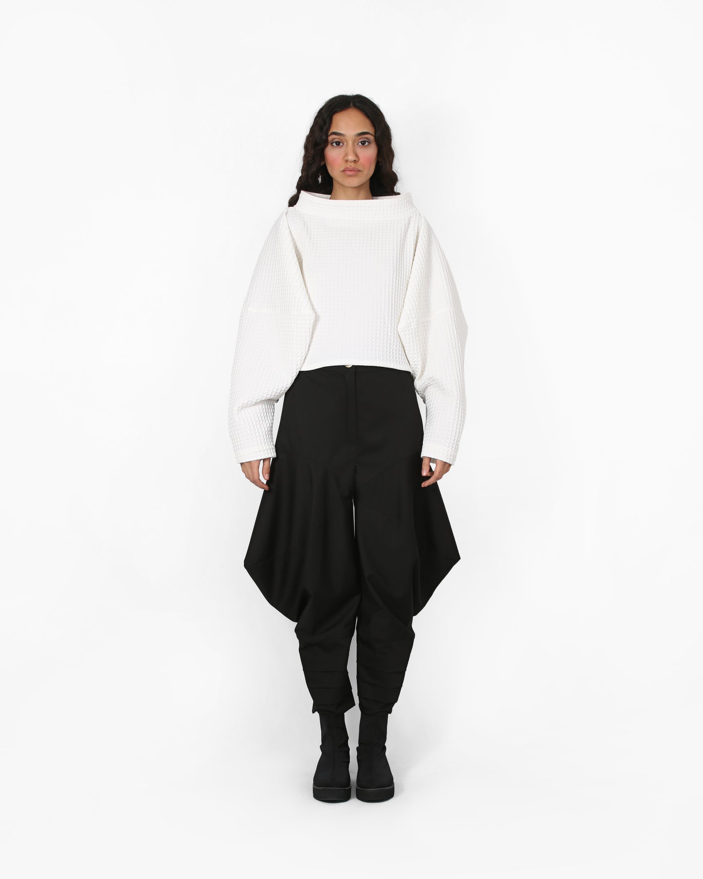 Geometric Cloak Shirt - White
