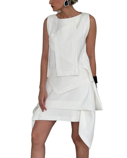 Fragmented Layered Top- White