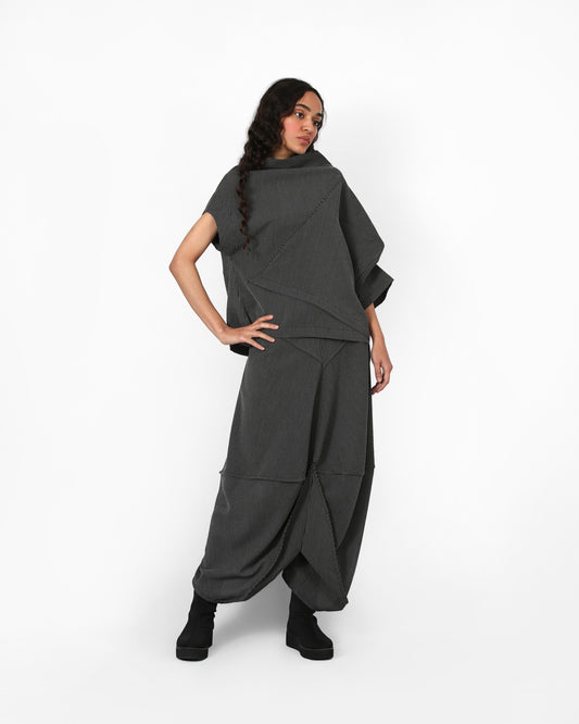 Sculpted Lotus Shirt - Gray Cotton