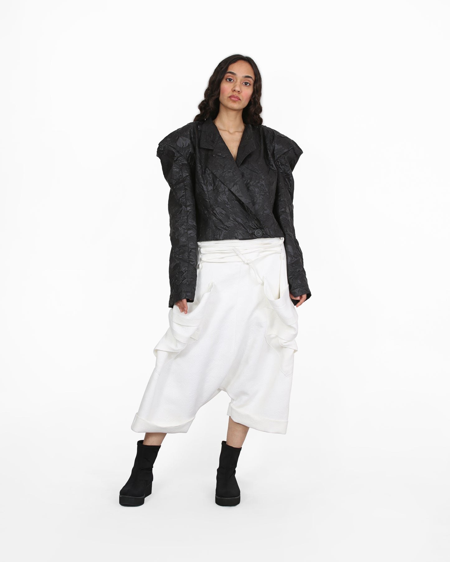 Sculpted Essence Coat- Short Black Textured