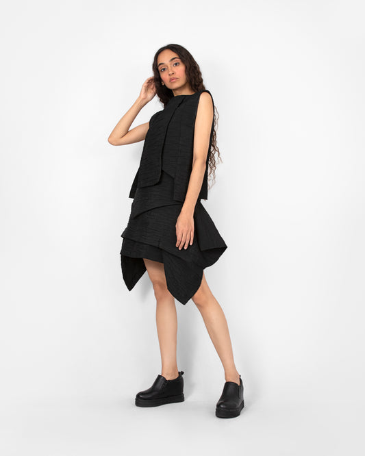 Fragmented Layered Top- Black