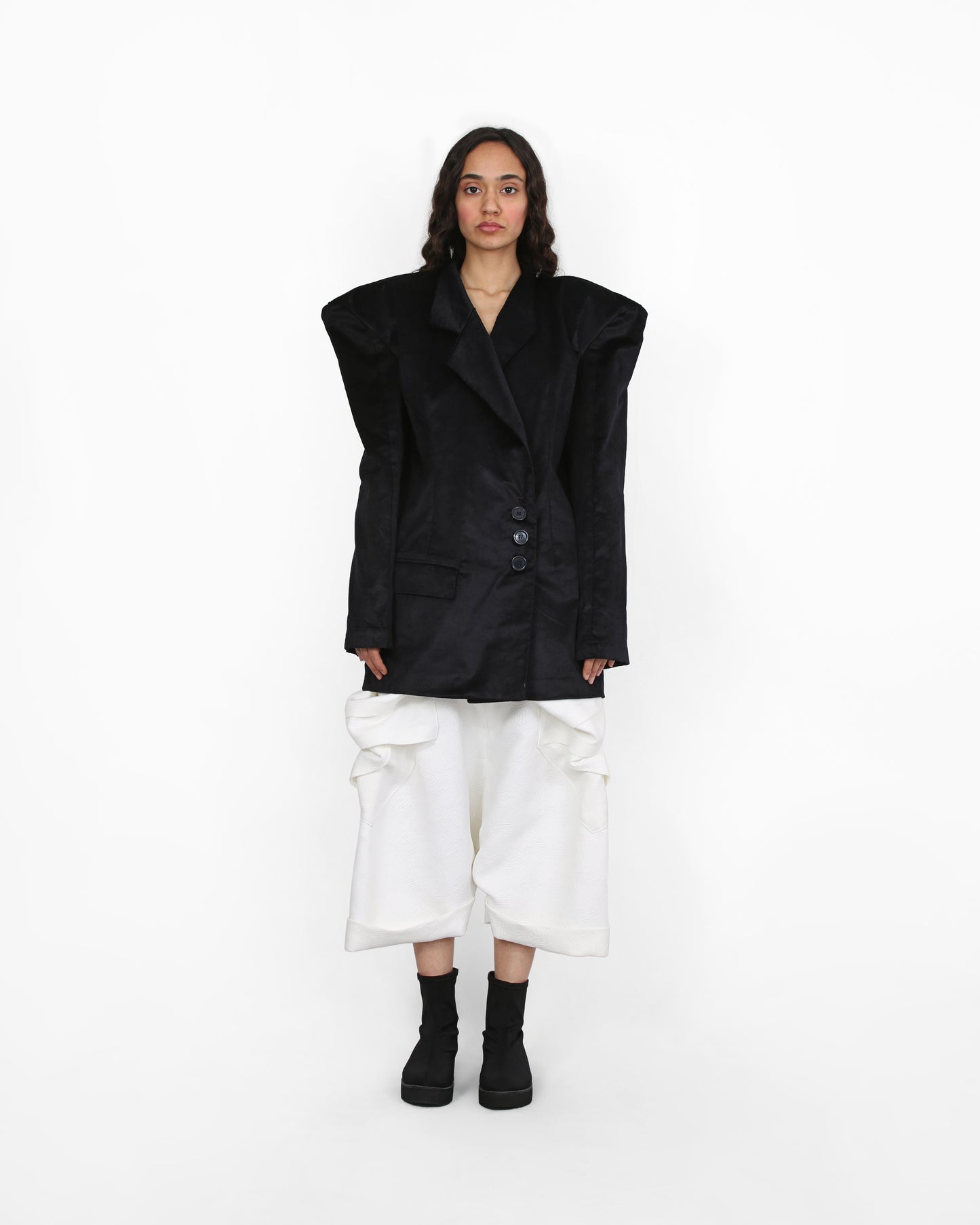 Sculpted Essence Coat- Navy Velvet