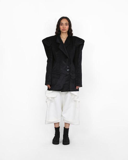 Sculpted Essence Coat- Navy Velvet
