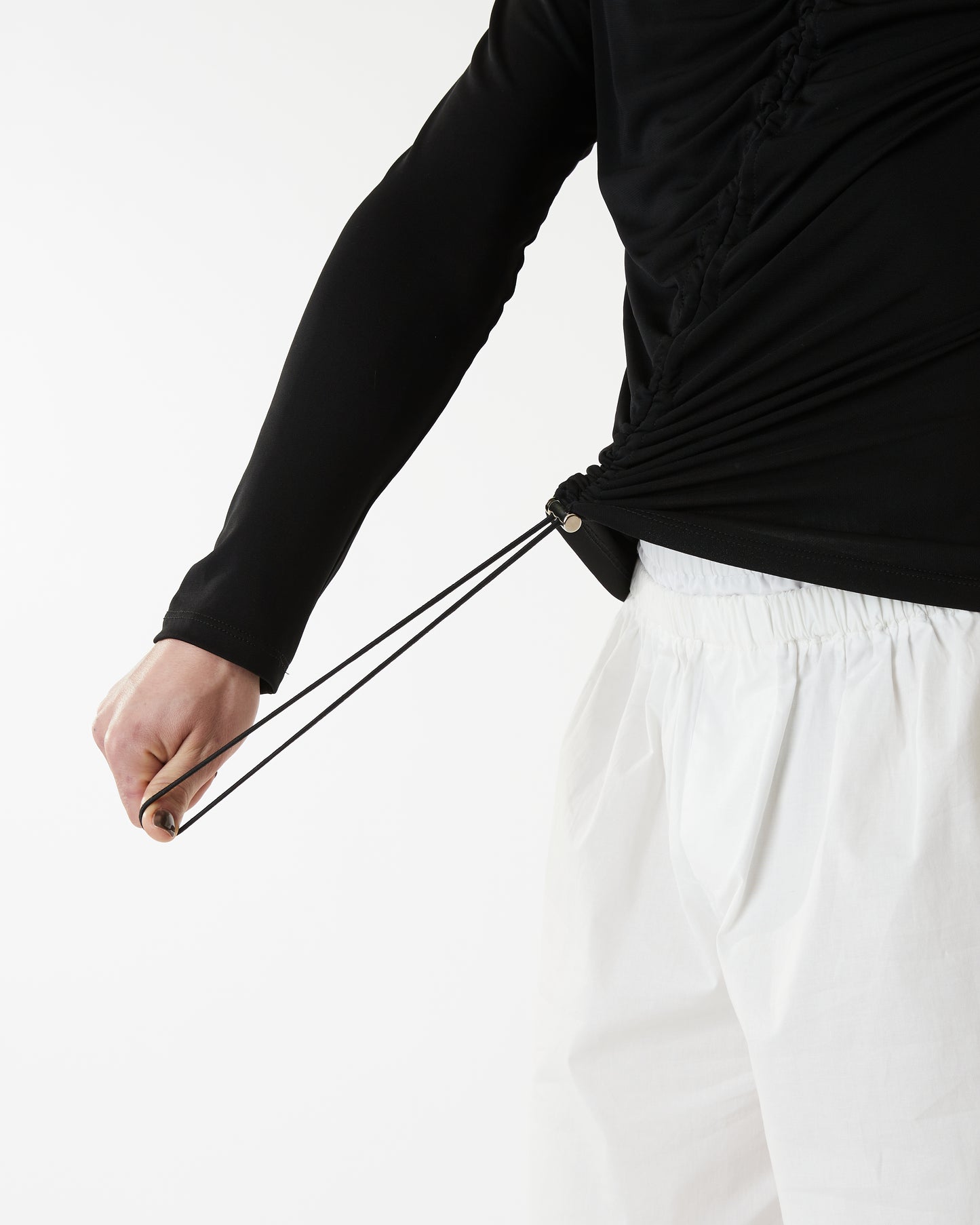 Hooded Gathered Top - Black