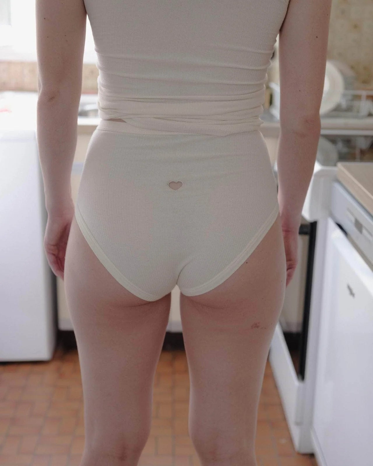 Heart High Waist Bell Pants - Undyed