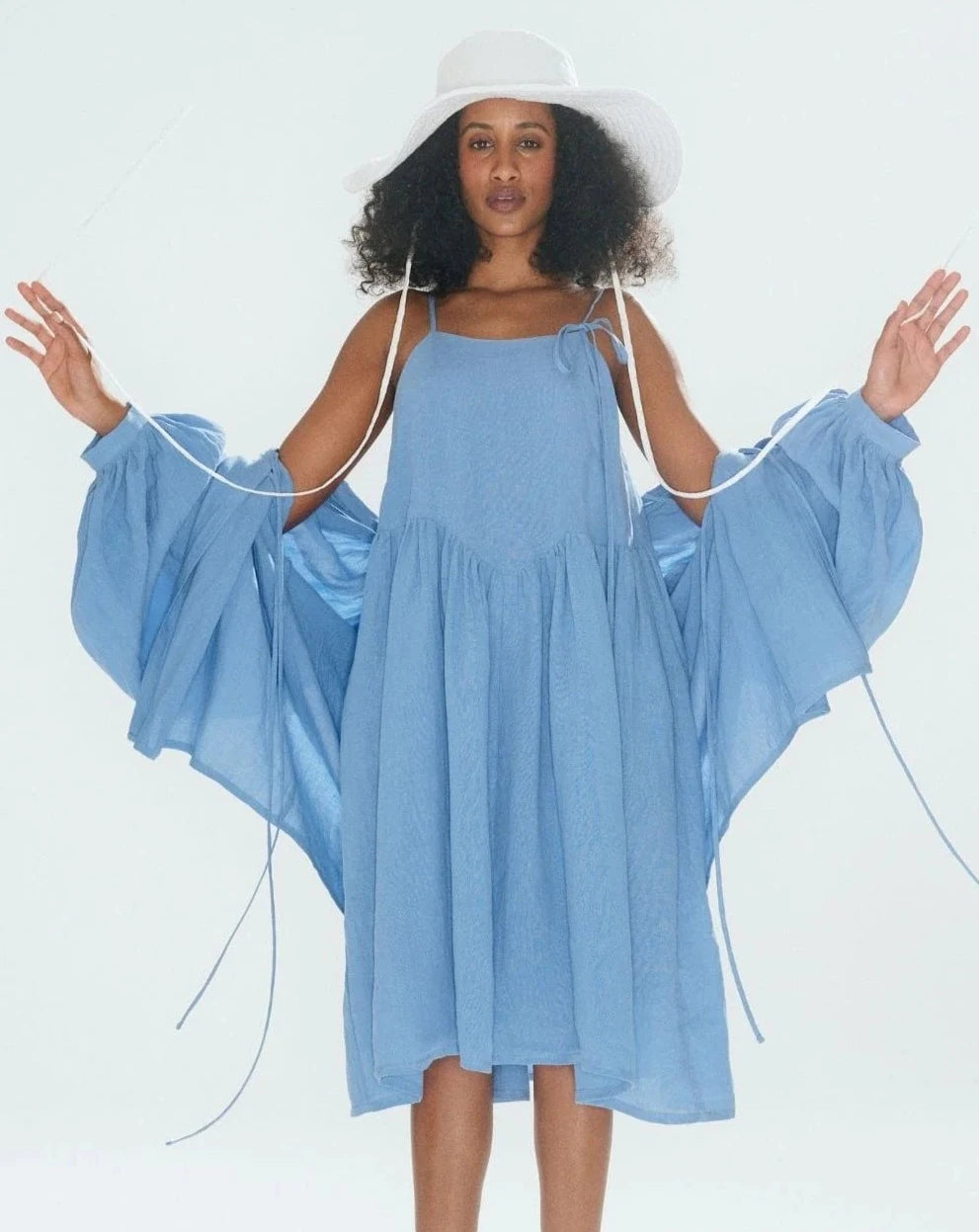 Amelie Dress - Blue Linen