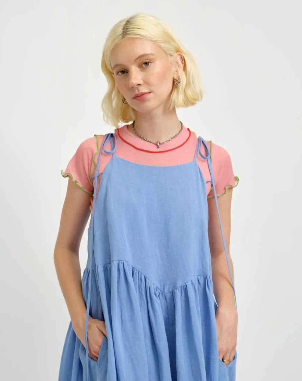 Amelie Dress - Blue Linen