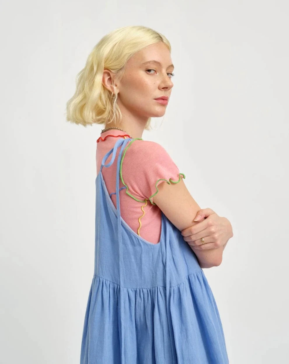 Amelie Dress - Blue Linen