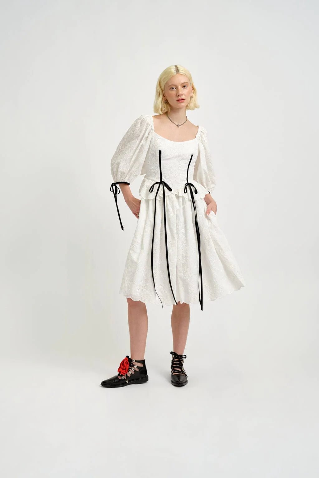 Pascale Dress - White Eyelet
