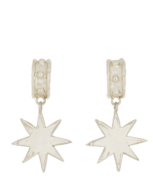Big Star Earrings - White Bronze