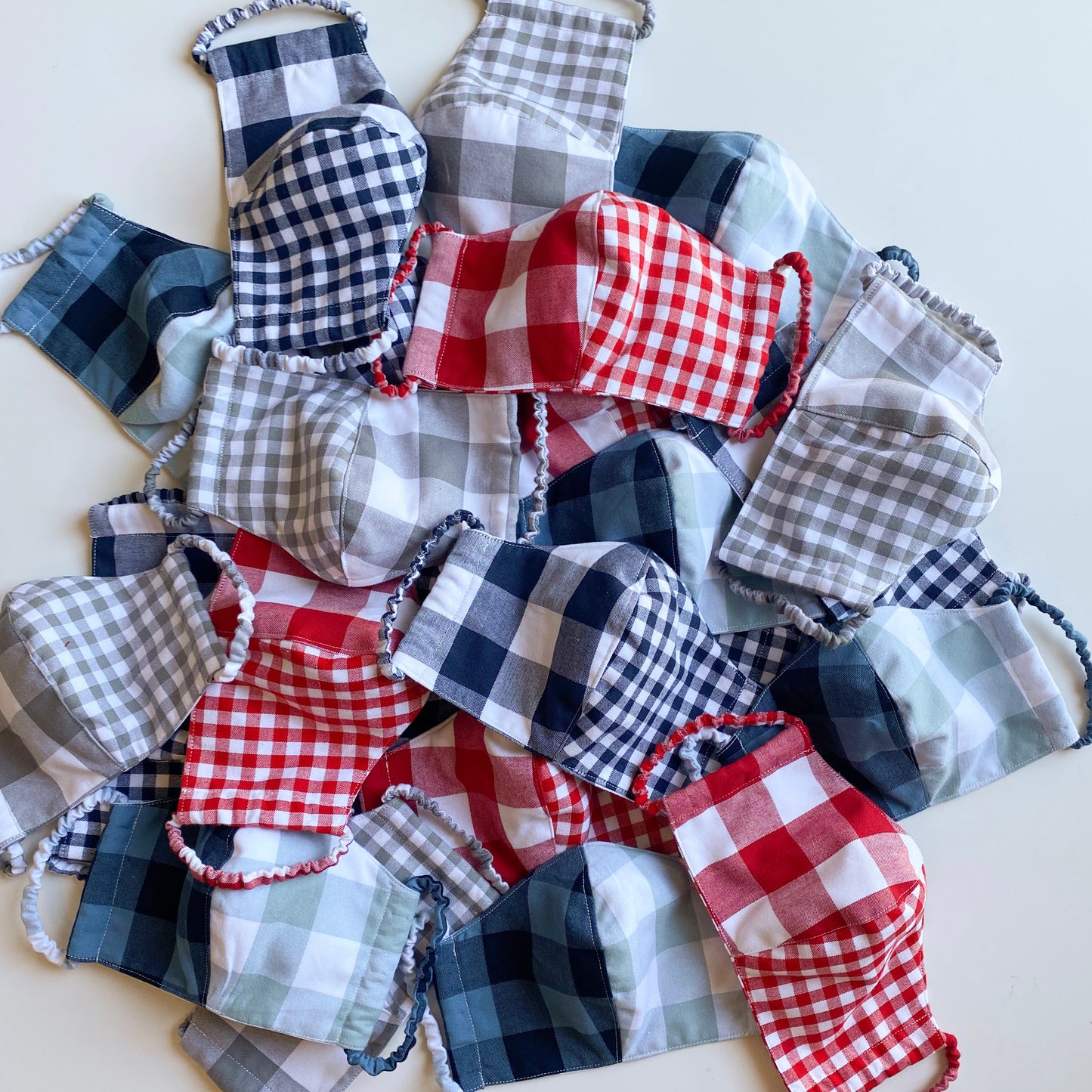 Gingham Mask - Fog/Indigo