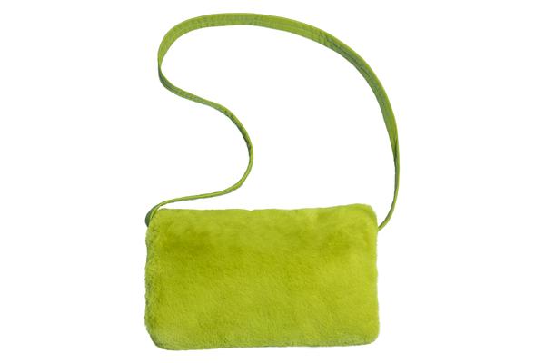 CLYDE Muff Bag in Moss Faux Fur. Available at EASE Toronto.