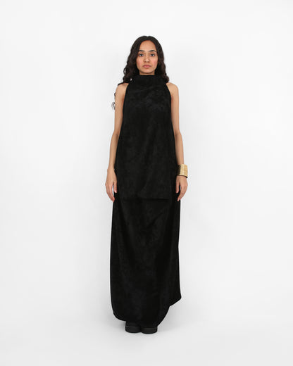 Fluid Geometry Dress - Black Cotton Silk