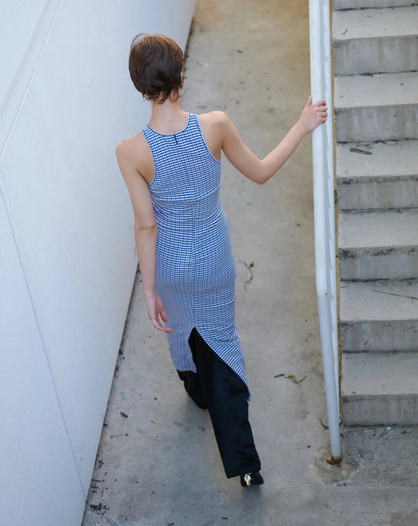 Racerback Maxi Dress - Cobalt Gingham