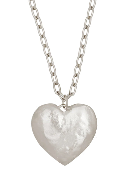 Silver-tone heart necklace on cable chain