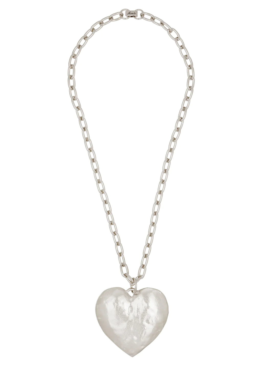 Silver-tone heart necklace on cable chain