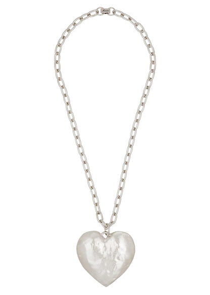 Silver-tone heart necklace on cable chain