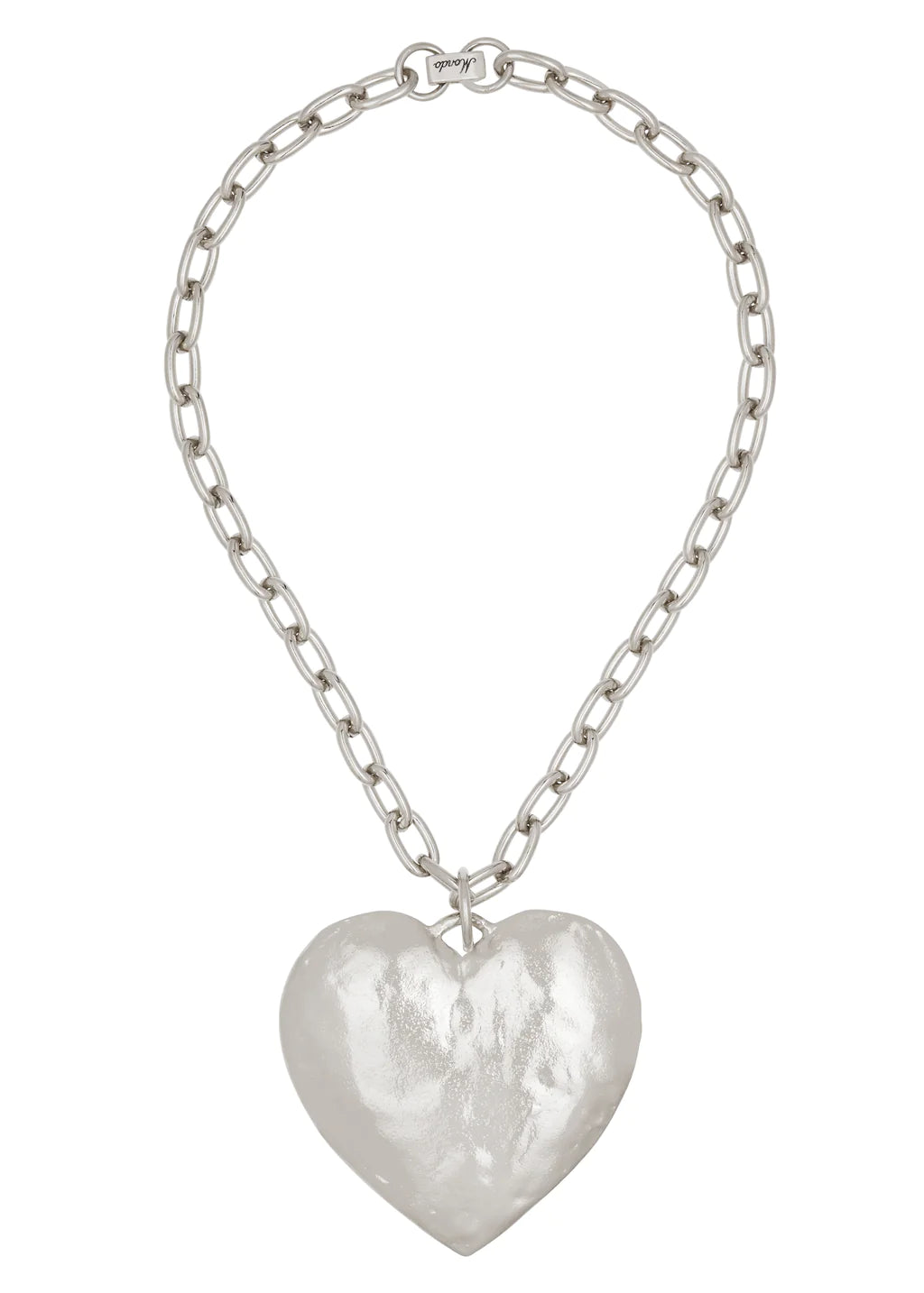 Silver-tone heart necklace on cable chain