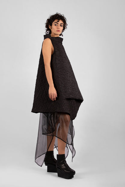 Fluid Geometry Dress - Black