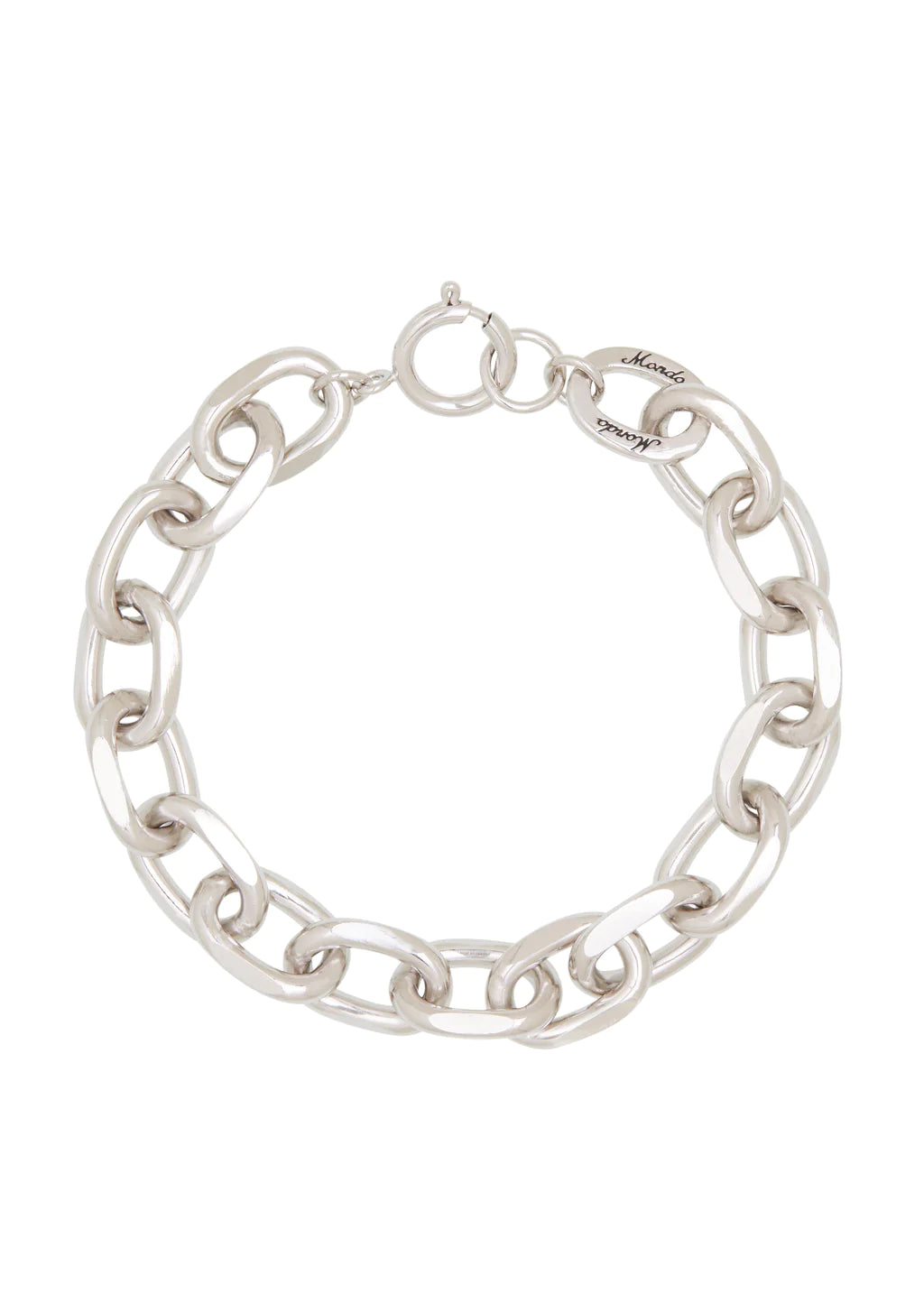 White Bronze Thick diamond-cut chain bracelet.