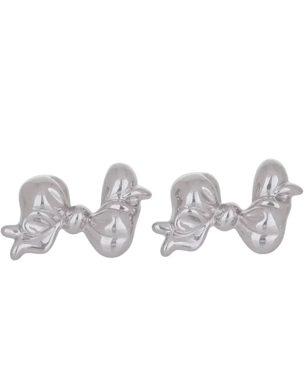 Big Bow Earrings - White Bronze