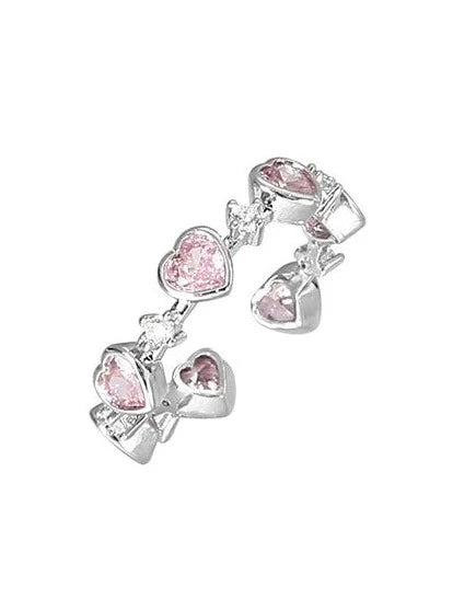 Pink Crystal Heart Ring