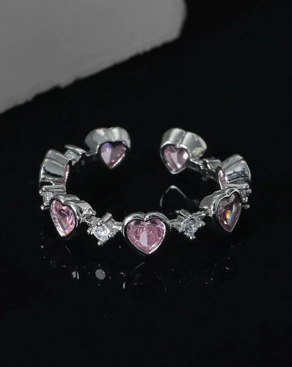 Pink Crystal Heart Ring