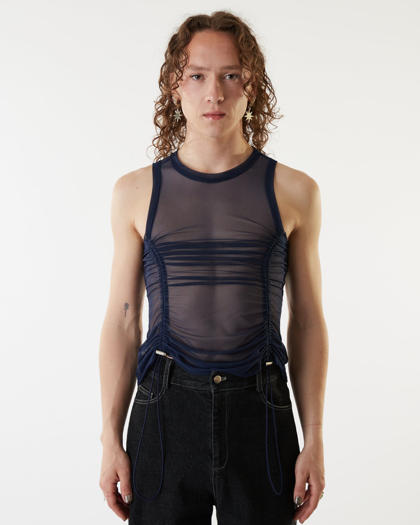 Gathered Bungee Tank - Midnight Mesh