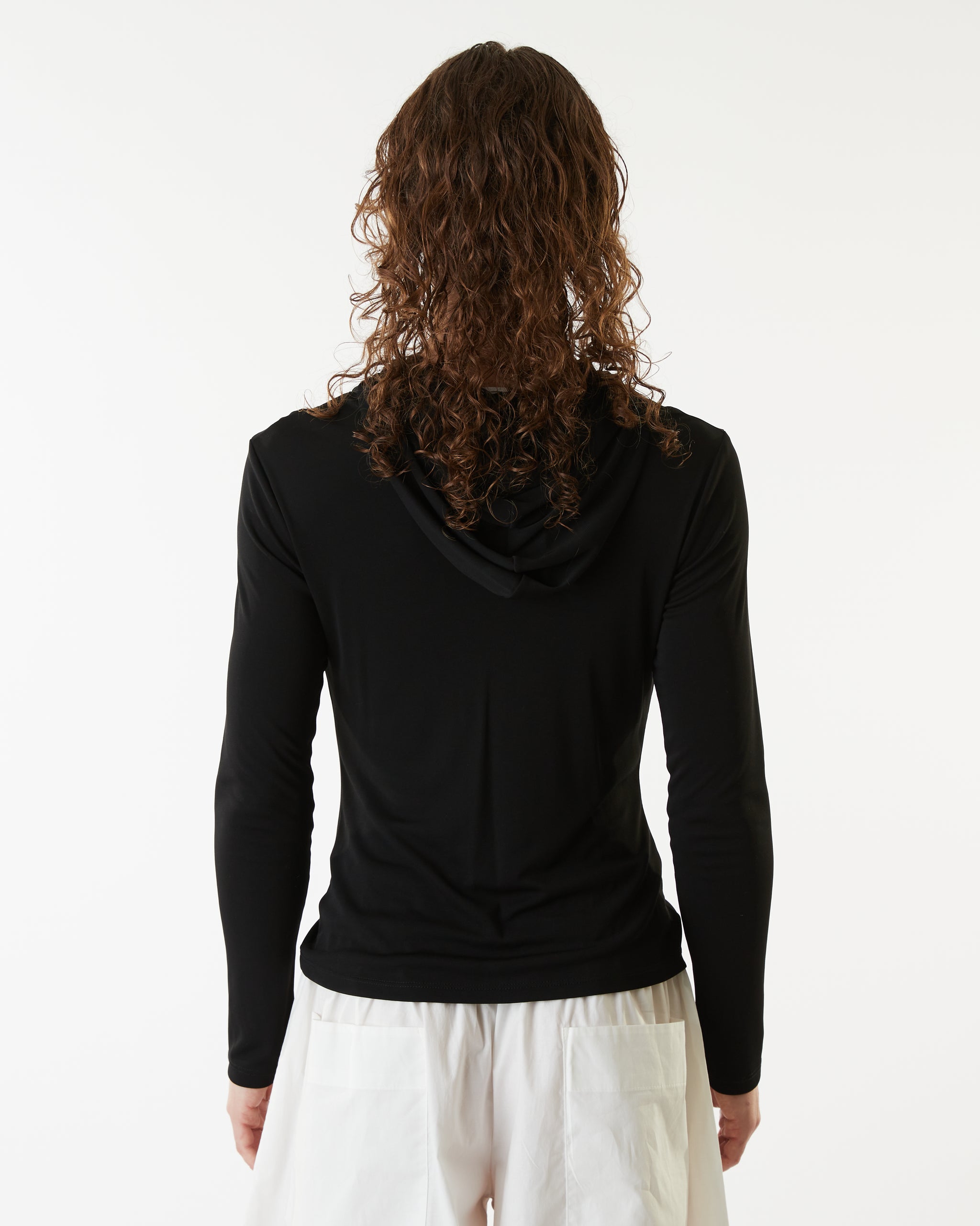 Hooded Gathered Top - Black