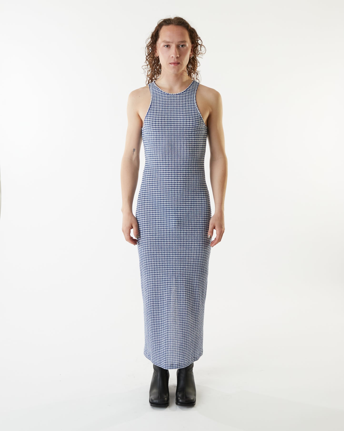 Racerback Maxi Dress - Cobalt Gingham