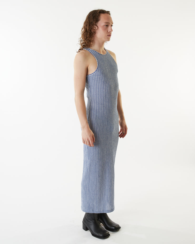 Racerback Maxi Dress - Cobalt Gingham