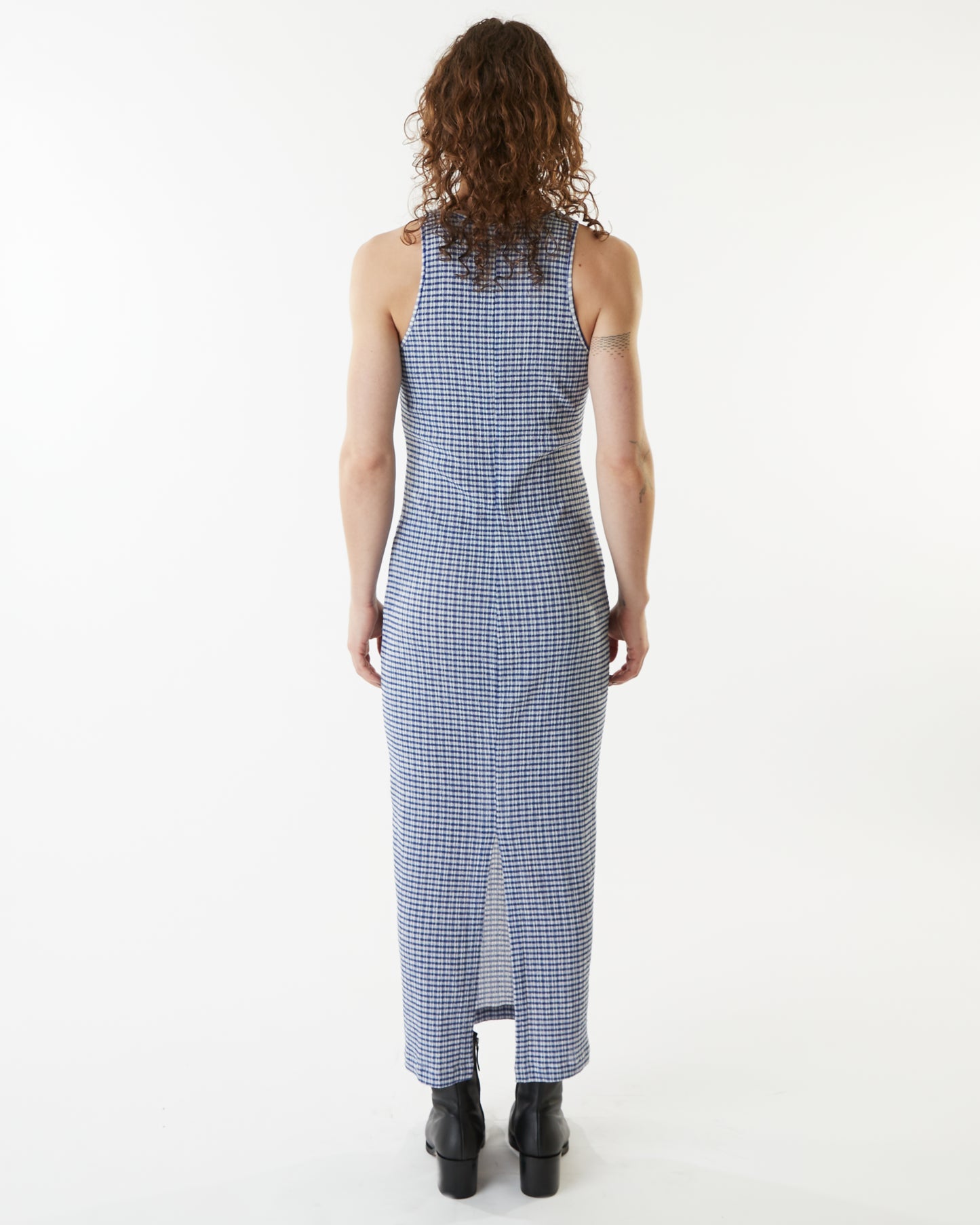 Racerback Maxi Dress - Cobalt Gingham