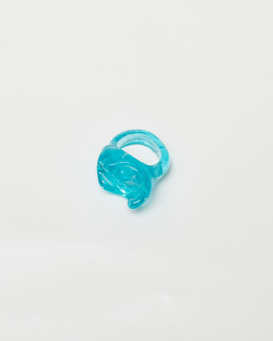 Moon Crater Charm Ring - Aqua