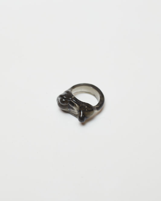 Moon Crater Charm Ring - Black