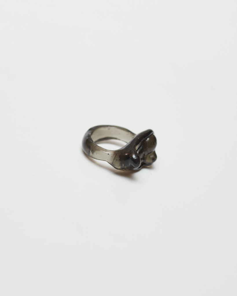 Moon Crater Charm Ring - Black