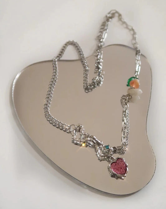 Candy Stone With Heart Necklace