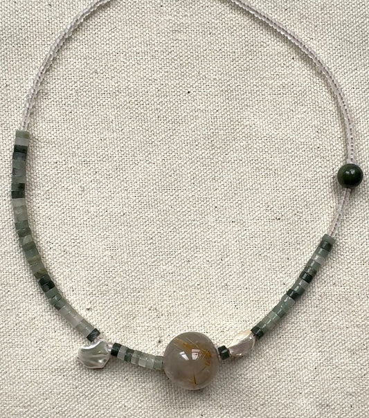 Choker Necklace - Taupe Bauble