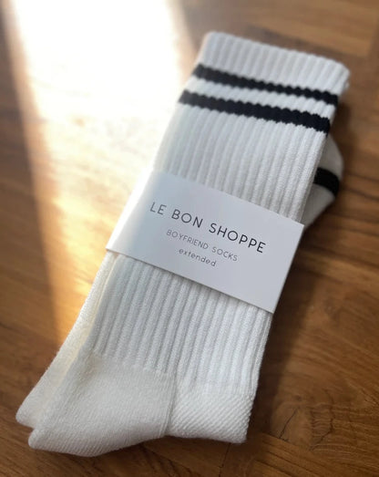 Extended Boyfriend Socks - Classic White