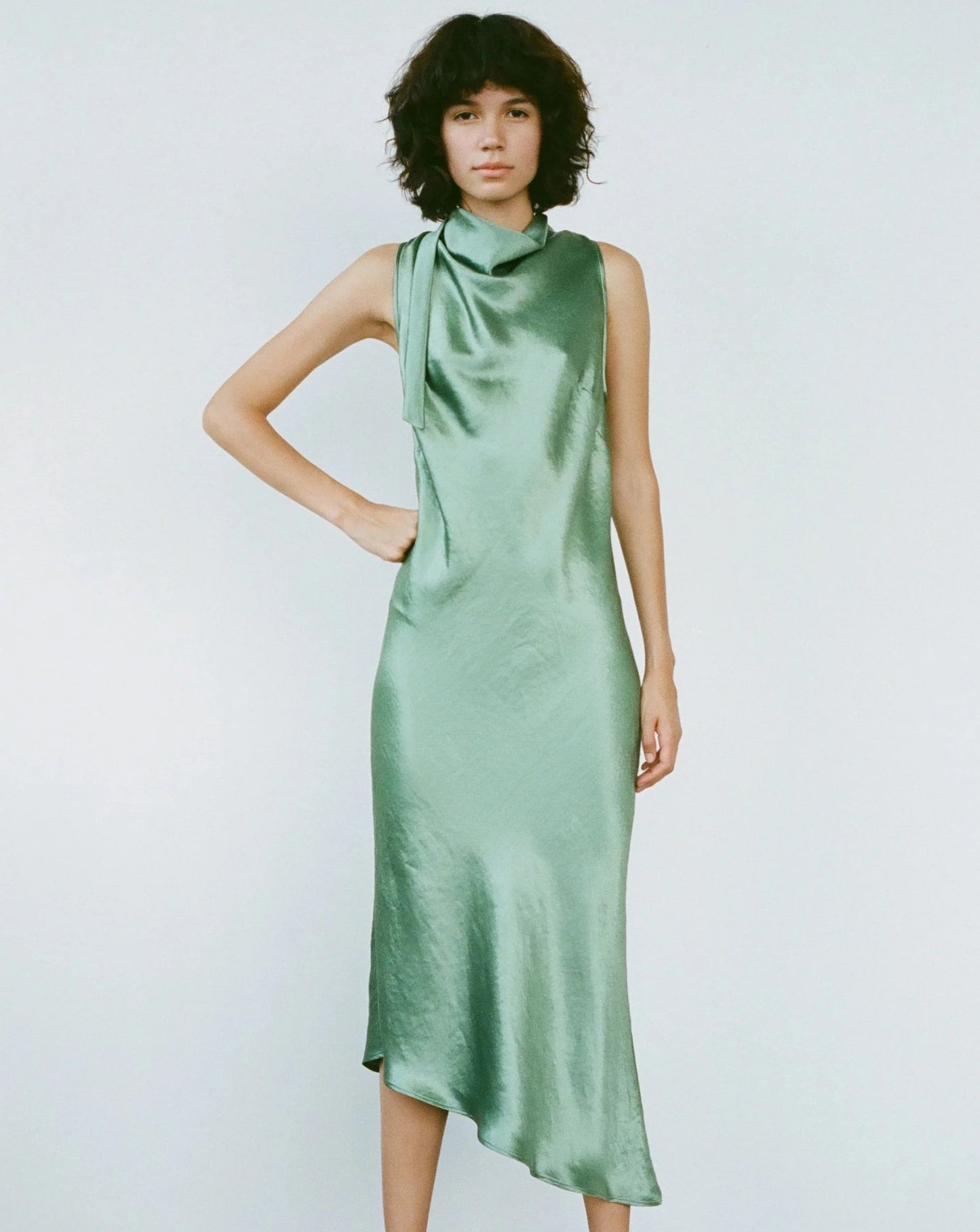 Cowl Bias Dress - Jade