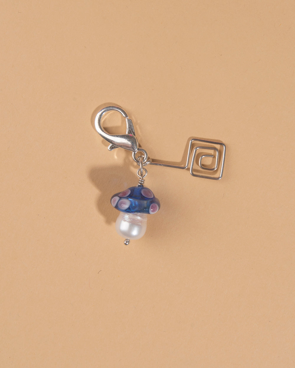 Mushroom Keychain Charm – Blue Square
