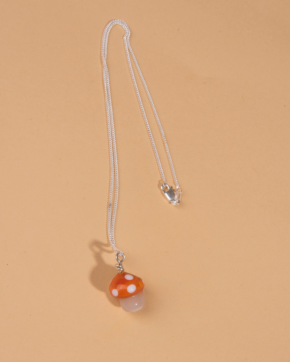 Glass Bead Mushroom Necklace – Orange
