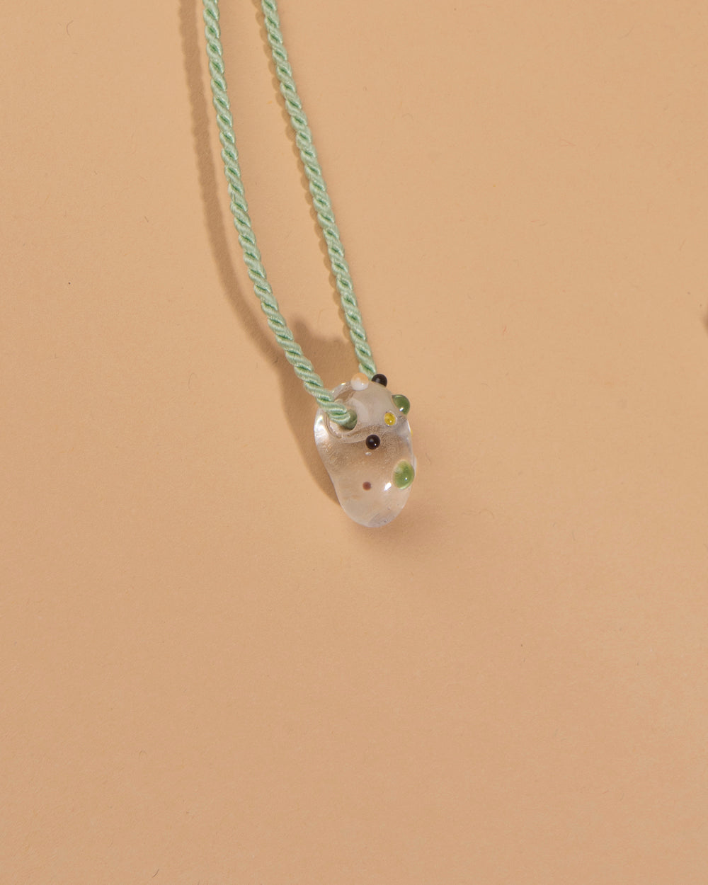 Glass Bead and Rope Necklace – Seafoam Confetti