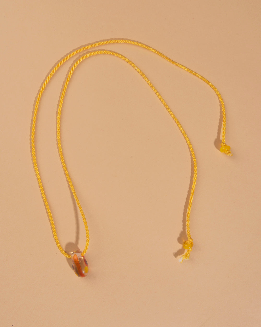 Glass Bead and Rope Necklace – Yellow Drop