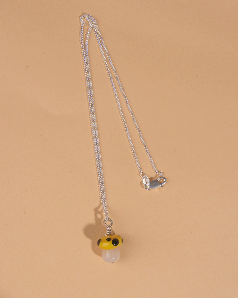 Glass Bead Mushroom Necklace – Yellow and Black