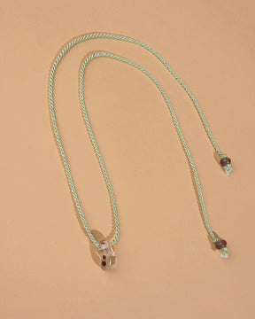 Glass Bead and Rope Necklace – Orange Seafoam Drop
