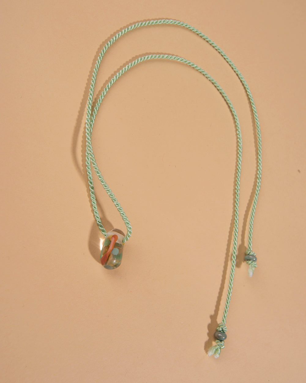 Glass Bead and Rope Necklace – Seafoam Multi Drop