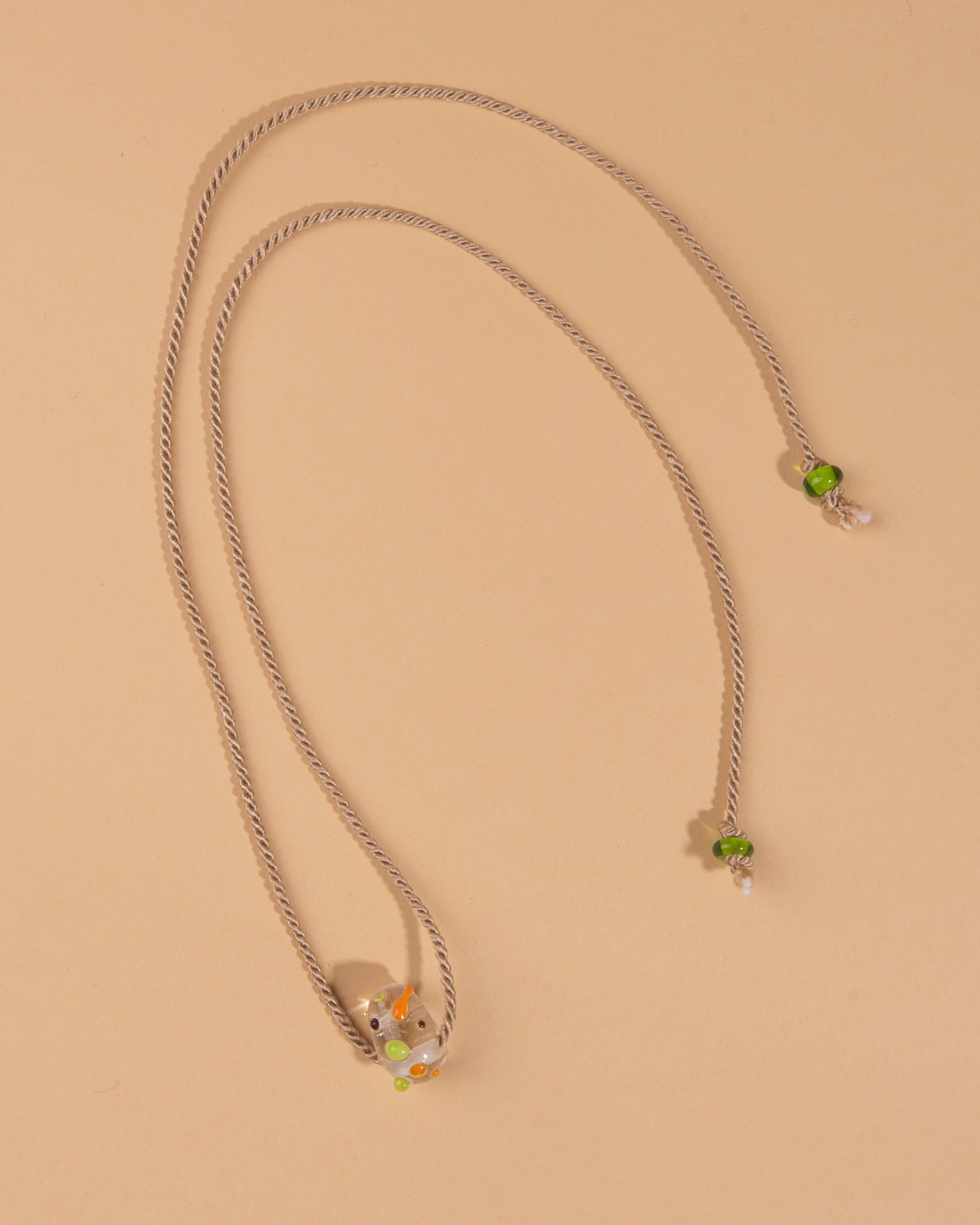 Glass Bead and Rope Necklace – Lime Green Confetti