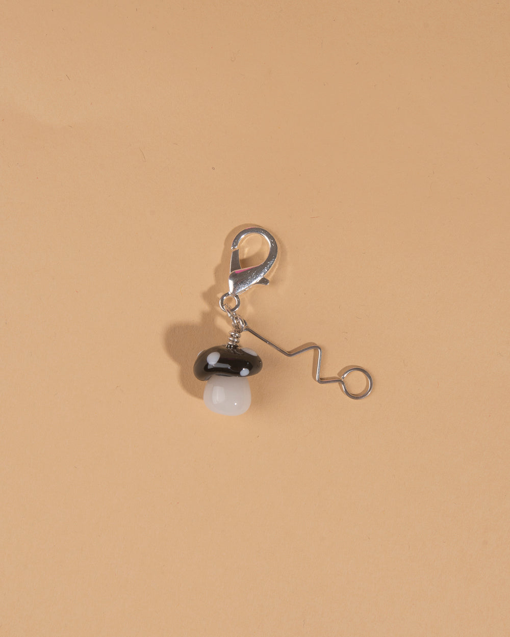 Mushroom Keychain Charm – Black Squiggle