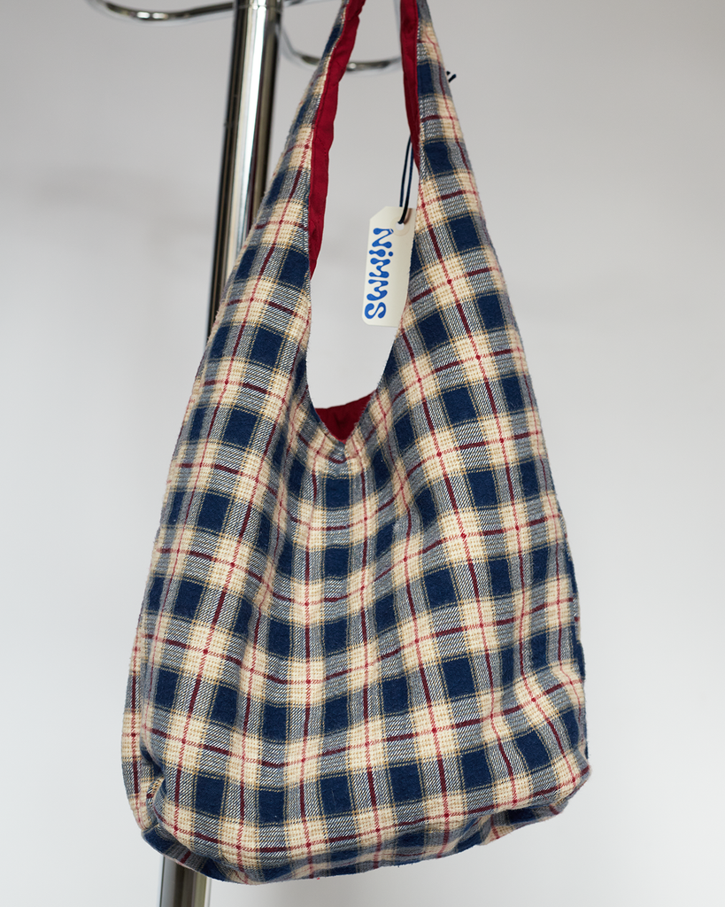 Blue Reversible Hobo Bag