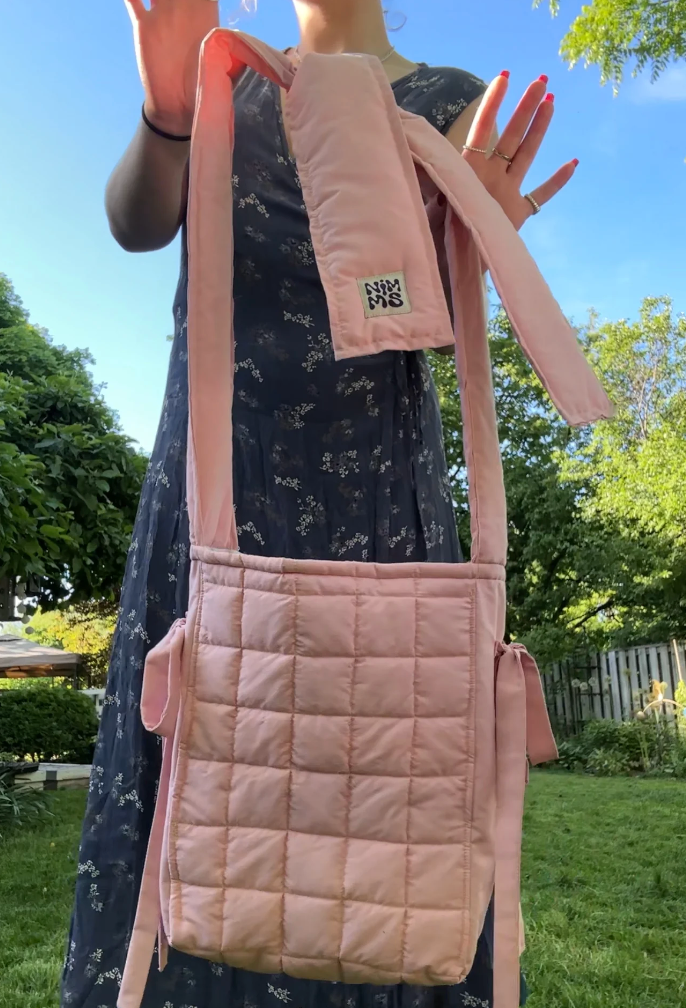 Pink Puffer Tie-Up Tote